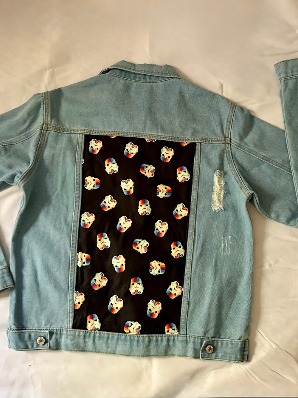 Custom Star Wars Denim Jacket with Rainbow Stormtrooper Patch Back
